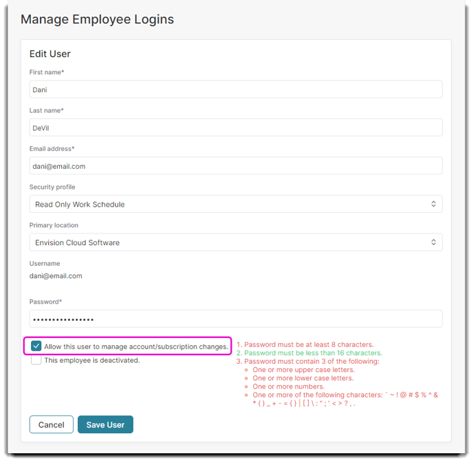 Login to Manage Account or Change Master Login